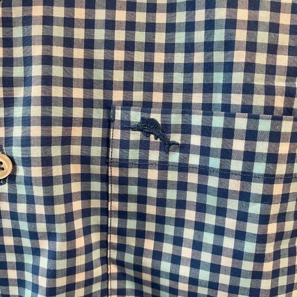 Tommy Bahama Men's Blue Gingham Button Down Small - Picture 6 of 7